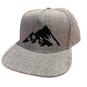 Gray Snapback Hat with Mountain Design